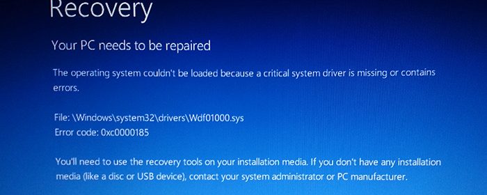 Фото кода ошибки 0xc0000185 на Windows 8