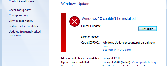 Фото Windowsupdate 80070002 Windowsupdate dt000 в Windows 7 и 10