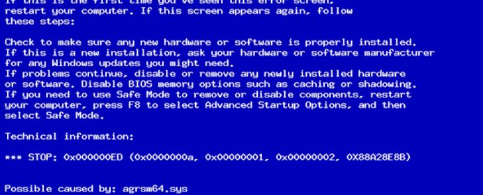 фото unmountable boot volume 0x000000ed на Windows XP