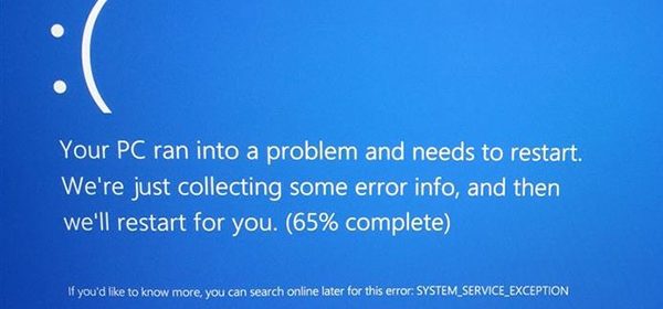 фото ошибки system service exception windows