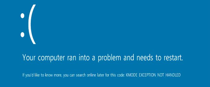 фото ошибки kmode exception not handled на Windows 10