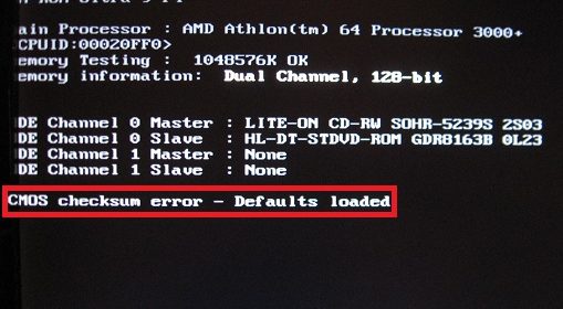 Фото ошибка checksum error defaults loaded