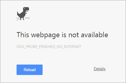 Ошибка DNS probe finished no Internet на фото