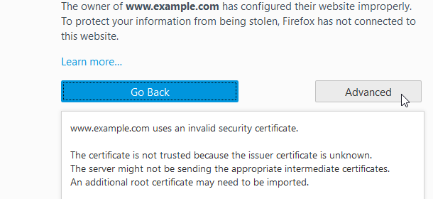 sec error unknown issuer как исправить firefox на фото